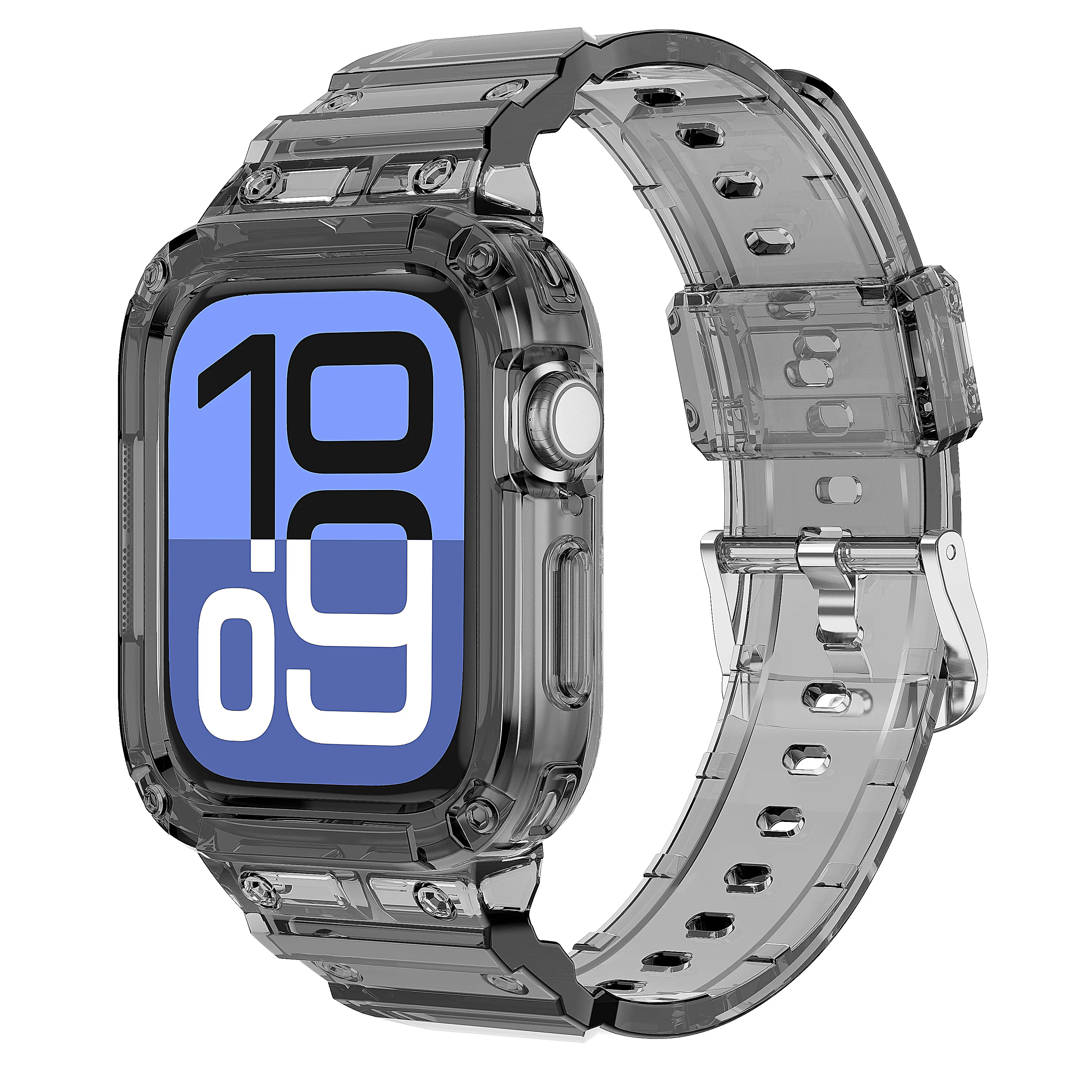Transparentes Apple Watch-Armband, 42 mm, 46 mm, Jelly Crystal-Stoßstangenarmband für Apple iWatch Series S10, stilvolles Sportarmband