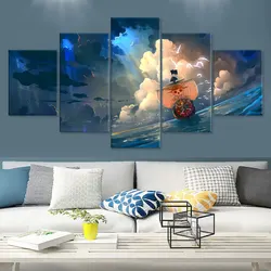 5 Panels Anime Dragon Ball One Piece Landscape Posters Peripherals Art Canvas Painting Cartoon Picture Decorate for Living Room