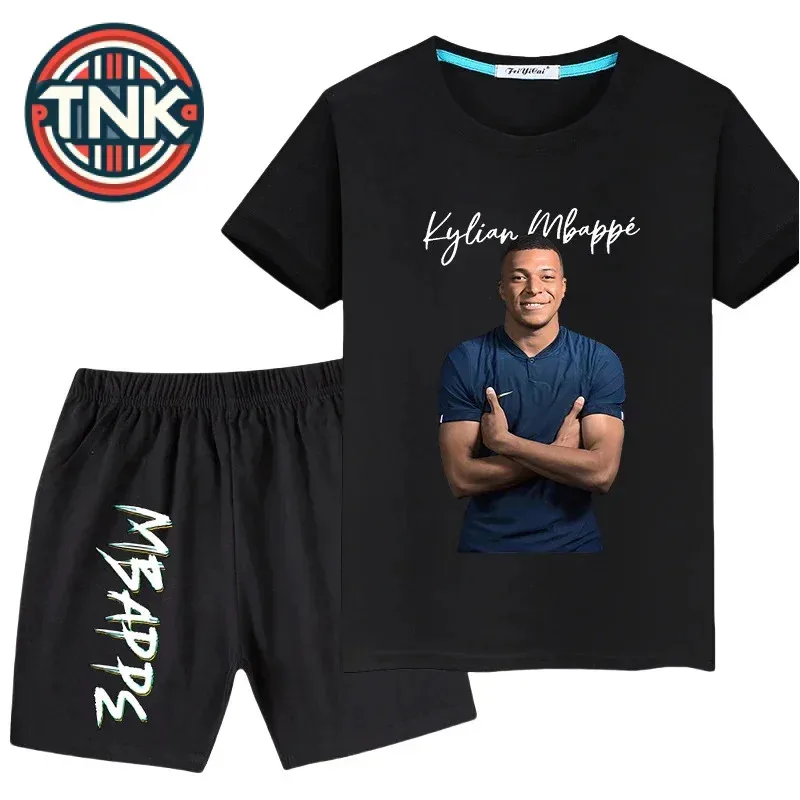 

Mbappe avatar printed children's clothing summer boys' sports T-shirt set casual short-sleeved shorts 2-piece set
