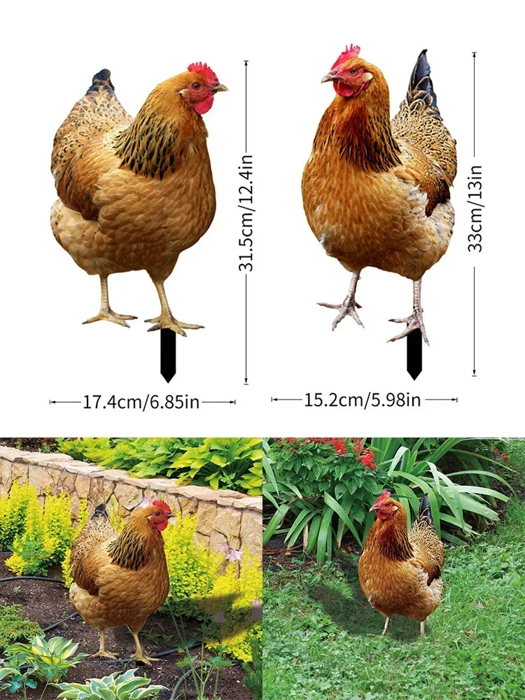 

2pcs Garden Rooster Statue Chicken Sculpture For Yard Decor Weatherproof Hen Figurine For Patio Backyard Home Outdoor Decoration