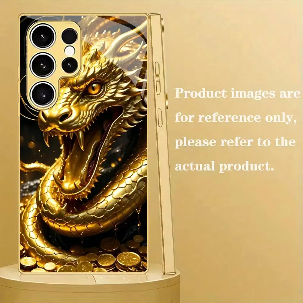 Dragon design electroplated glass phone case suitable for Samsung Galaxy S26 S25 S24 S23 S22 S20 FE/Ultra/Plus anti drop