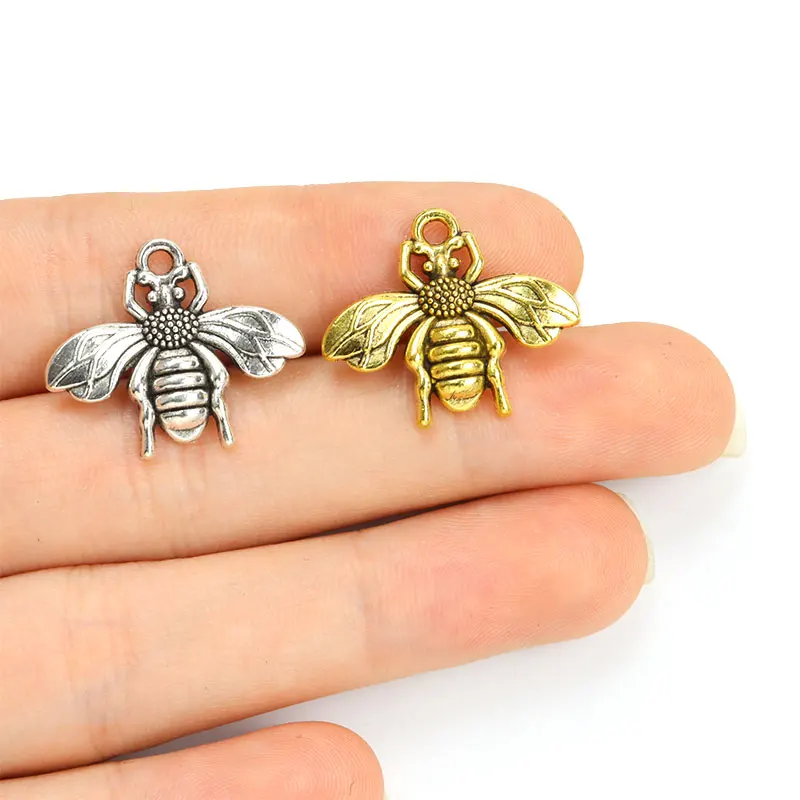 20pcs Bumble Bee Honeybee Insects Charms Antique Gold/Silver Color Pendant Jewelry Making DIY Necklace Bracelet Jewelry Findings