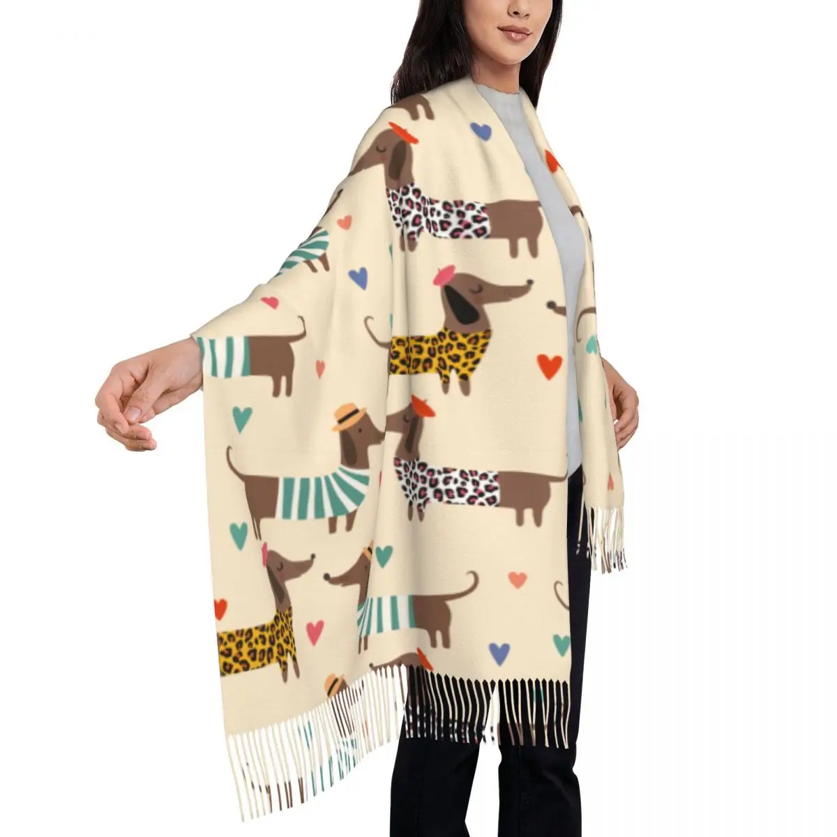 Funny Cartoon Greyhound Whippet Dog Womens Warm Winter Infinity Scarves Set Blanket Scarf Pure Color