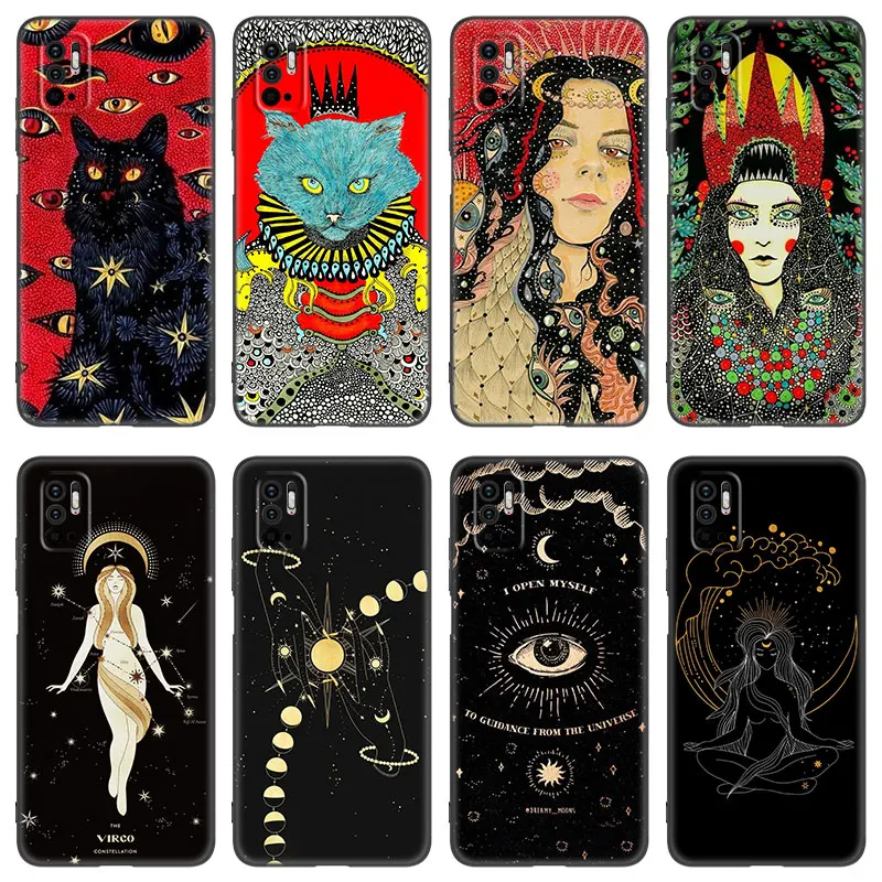 Witches Moon Mystery Totem Phone Case For Xiaomi Redmi Note 7 8 8T 9 9S 10 10S 10T 11 11S 4G 11E 11T Pro 5G Soft TPU Black Cover