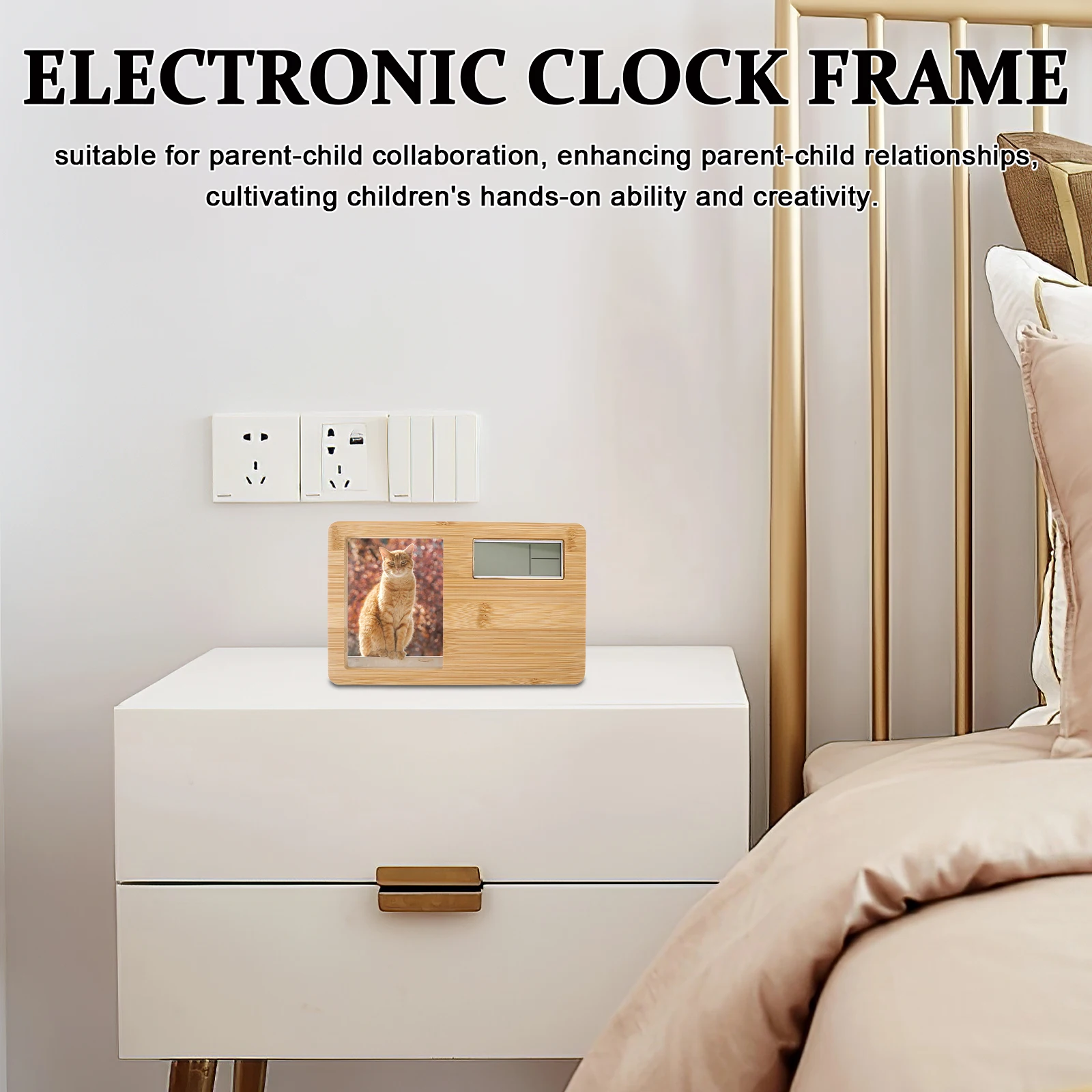 

Electric Wood With Display Screen Desktop Digital Alarm Compact Small Bedroom Led Clock For Home Decor Wood Plastic