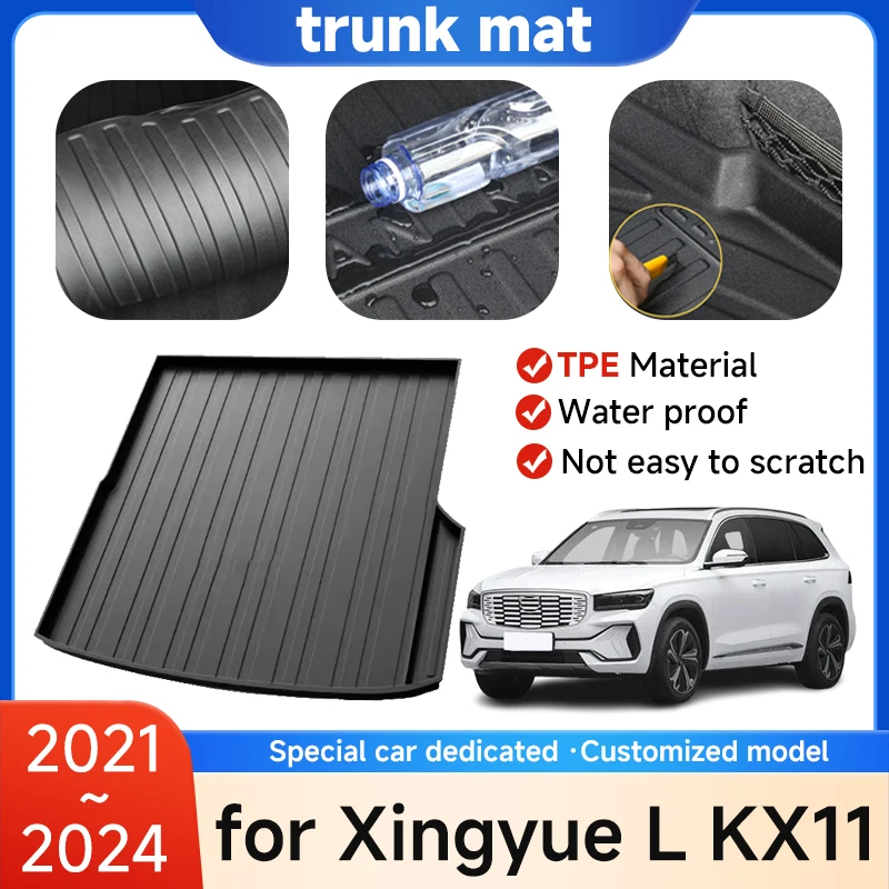 Car Rear Trunk Mat for Geely Xingyue L KX11 Monjaro 2021 2022 2023 2024 Waterproof Luggage Pad Liner Carpet Interior Accessories