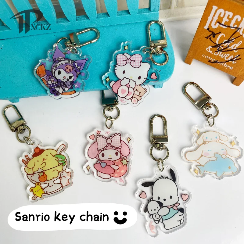 

Брелок для ключей Hello Kitty Kuromi Melody, Sanrio Cinnamoroll, понравился пурин, милый мультяшный кулон для сумки для друзей, детские подарки