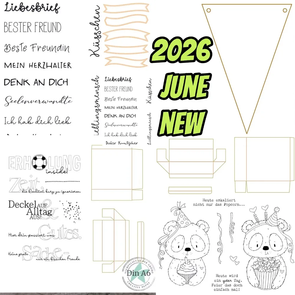 Stempelset - Party Panda Metall-Stanzformen für DIY Scrapbooking, Basteln, Fotoalbum-Vorlage, handgefertigte Dekoration, 2026 neu