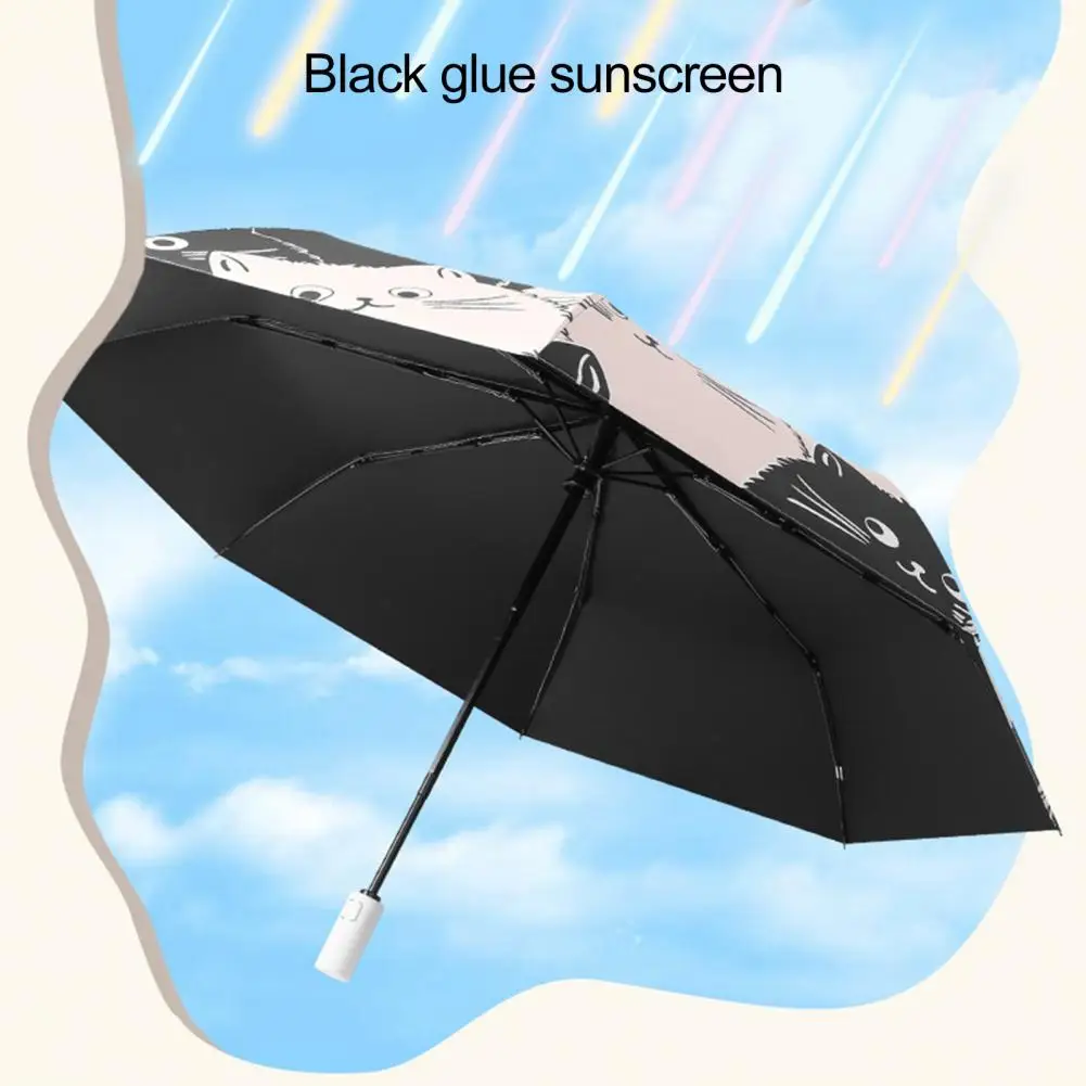 Sunny Umbrella Automatic Foldable Umbrella with Ergonomic Handle Cartoon Style Uv Protection Compact Rain Sunshade for Use
