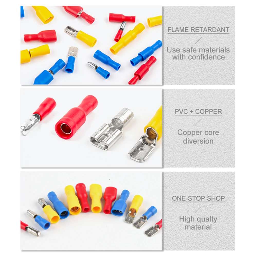240 قطعة صندوق FDD/MDD معزول كابلات الموصلات سلك كهربائي تجعيد أنثى ذكر المجرف نوع بعقب محطات مجموعة متنوعة كابل التوصيل #3