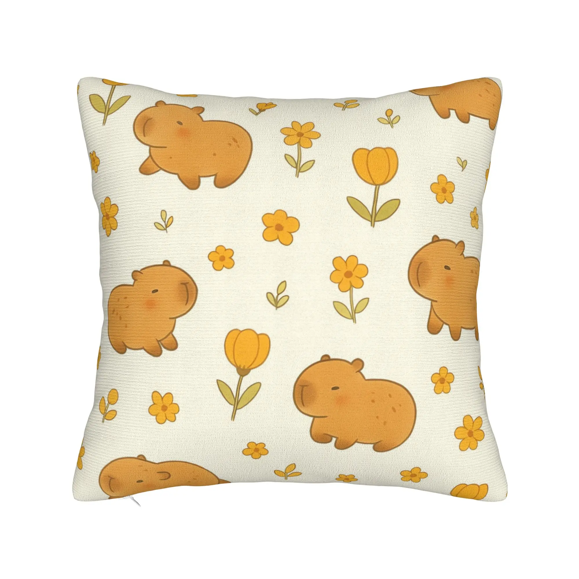 Capybara Pillow Cover  Retro Trendy Pillow Case For Sofa Home Decor Graphic Cushion Cover Gift