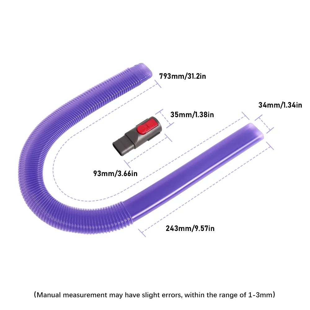 ملحقات خرطوم تنفيس المجفف لـ Dyson V7 V8 V10 V11 V12 V15 مكنسة كهربائية مرفق خرطوم مزيل الوبر مع محول الرأس المسطح