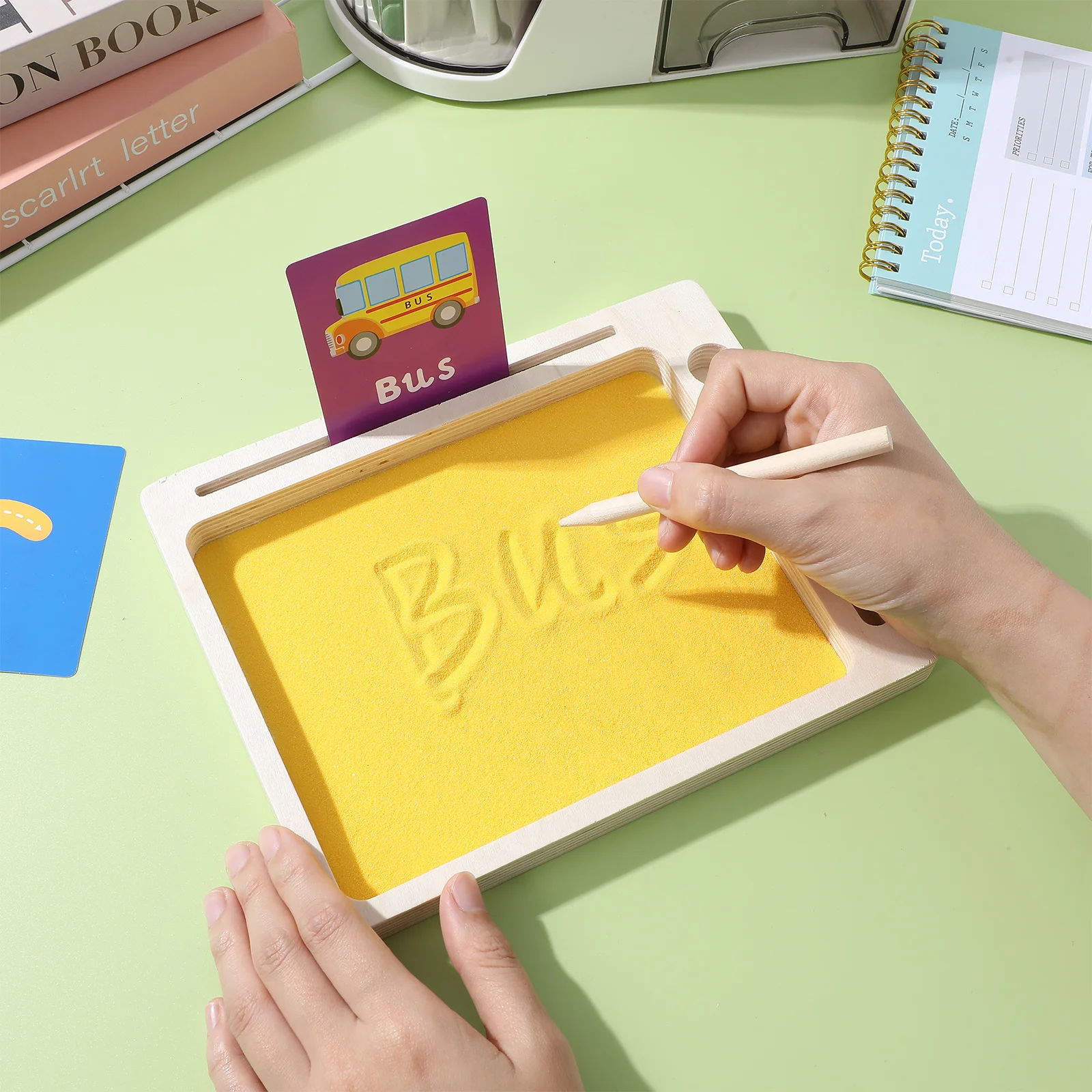 صينية رملية من BCOATH Montessori لعبة ممارسة الكتابة الخشبية ولوحة تتبع الحروف هدية تعليمية للفصول الدراسية للأطفال #2