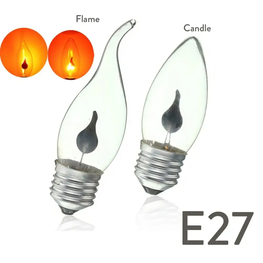 Vintage LED filamento vela luz, lâmpadas de efeito chama, simulado, natureza fogo, cintilação, e14, e27, 3w, casa decoração lâmpada