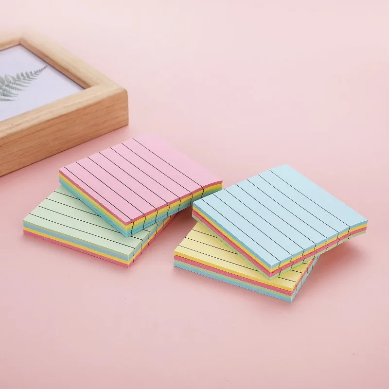 Notas Adhesivas Creativas y Coloridas con Líneas Horizontales, Bloc de Notas de Oficina, Papel para Notas Desprendible y Altamente Adhesivo