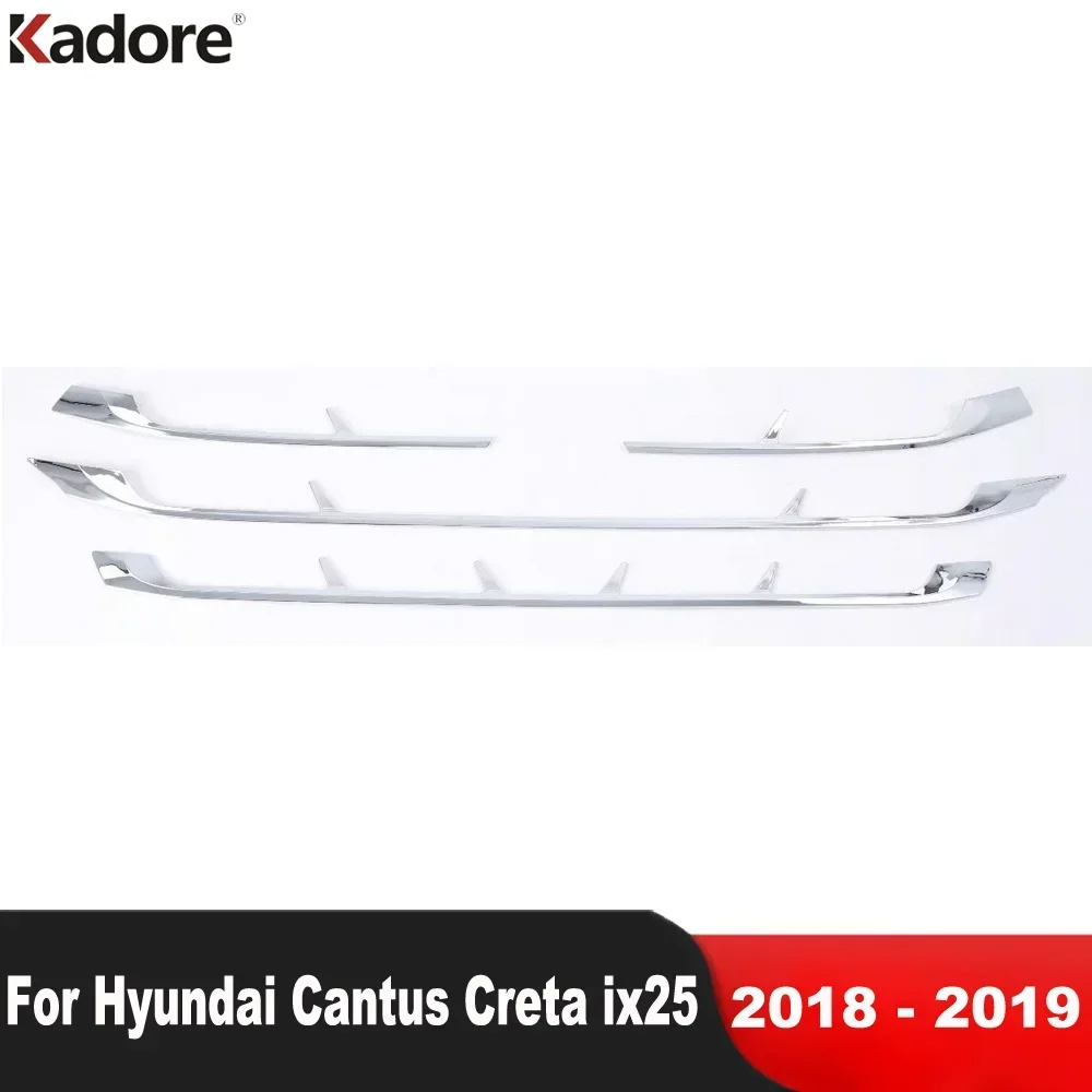 

Front Center Grille Grills Cover Trim For Hyundai Cantus Creta ix25 2018 2019 Chrome Car Racing Grill Molding Strip Accessories