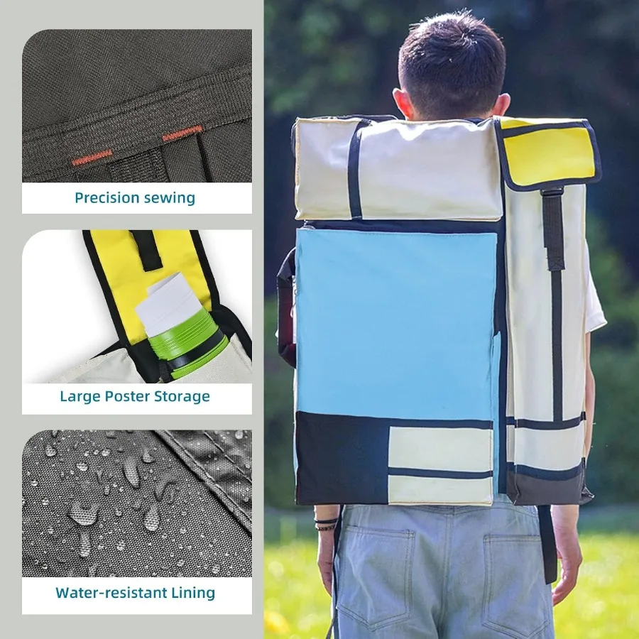 JJRING-funda de portafolio de arte, mochila de cartera de artista de lona para almacenamiento de dibujo grande al aire libre, carteles, impresiones, pinceles, Artwo