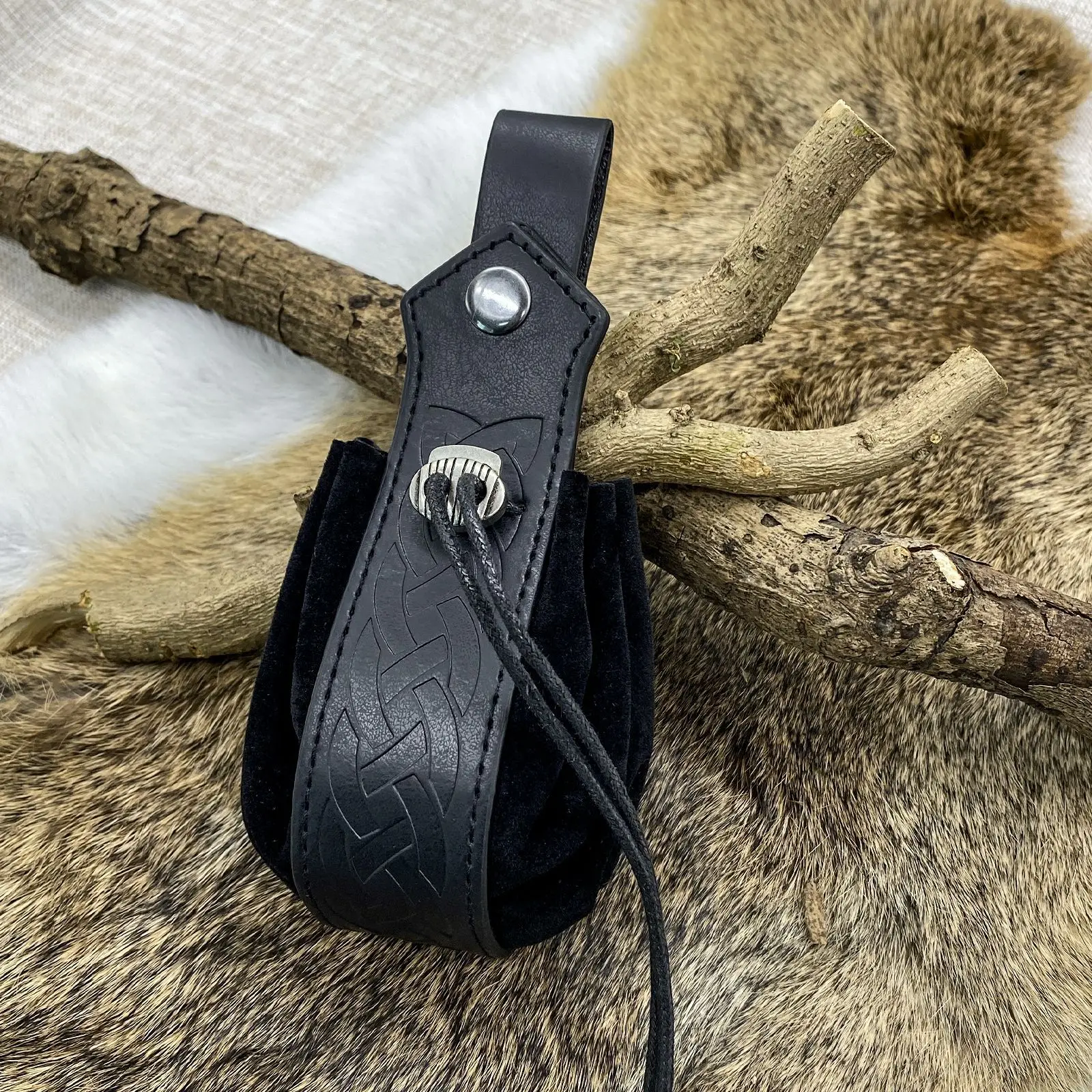 Viking Leer Munt Zak Suede Vintage Kleine Belt Bag Pouch Totem Vintage Middeleeuwse Portemonnee Renaissance Knight Piraat Rekwisieten