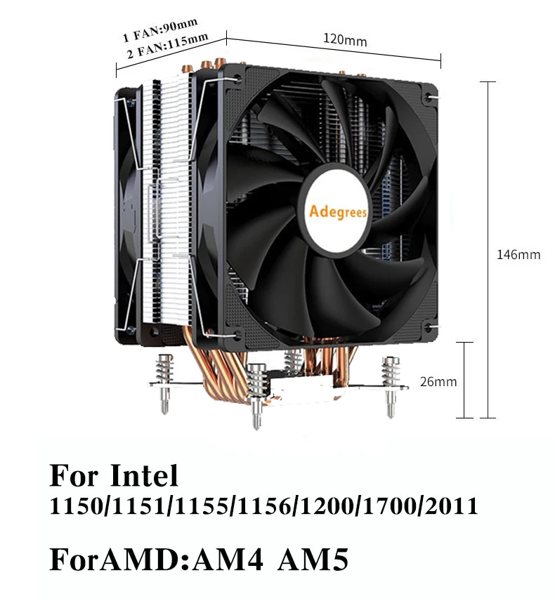 AM5 CPU Air Cooler 4PIN PWM 120MM 6 Heatpipes Radiator For Intel LGA 1150 1151 1156 1366 1200 1700 2011 X99 AMD AM4 Ventilador