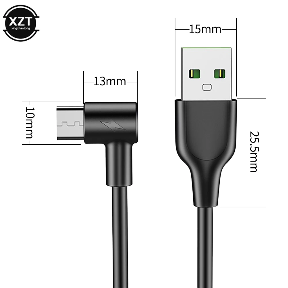 V8 Charging Line Micro USB Male to USB Fast Charging 3A 90 Degree Elbow Data Cable Charger Cord For Samsung Xiaomi 1M 1.5M 2M