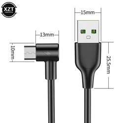 V8 Charging Line Micro USB Male to USB Fast Charging 3A 90 Degree Elbow Data Cable Charger Cord For Samsung Xiaomi 1M 1.5M 2M