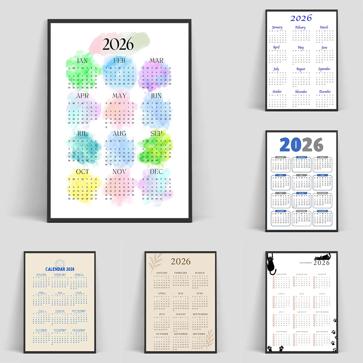 

2026 New Year's Calendar Poster Canvas Wall Art Mural Decorative Posters Room Decor Japanese Decoration Decorations for Home