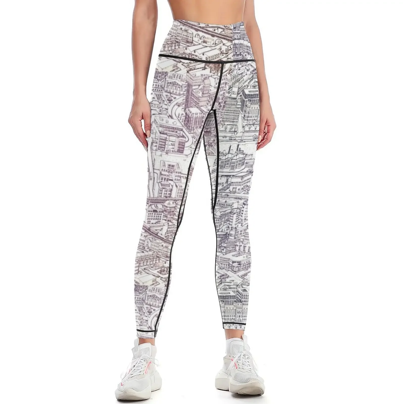 

Illustrated Map of Rorham, Rotopolis Leggings Sportswear woman gym Fitness clothing gym wear trousers Womens Leggings