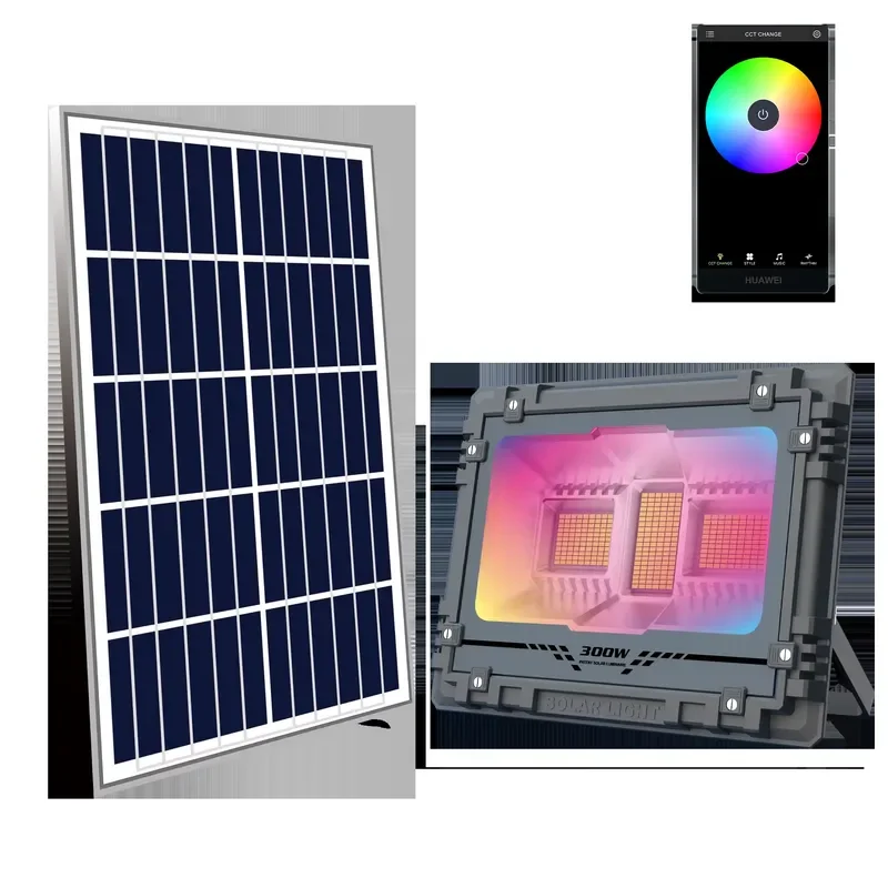 Outdoor RGB 60W-800W Solar LED Flood Lights IP65 Aluminum Lamp Body ROHS Certified for Party Club and Courtyard