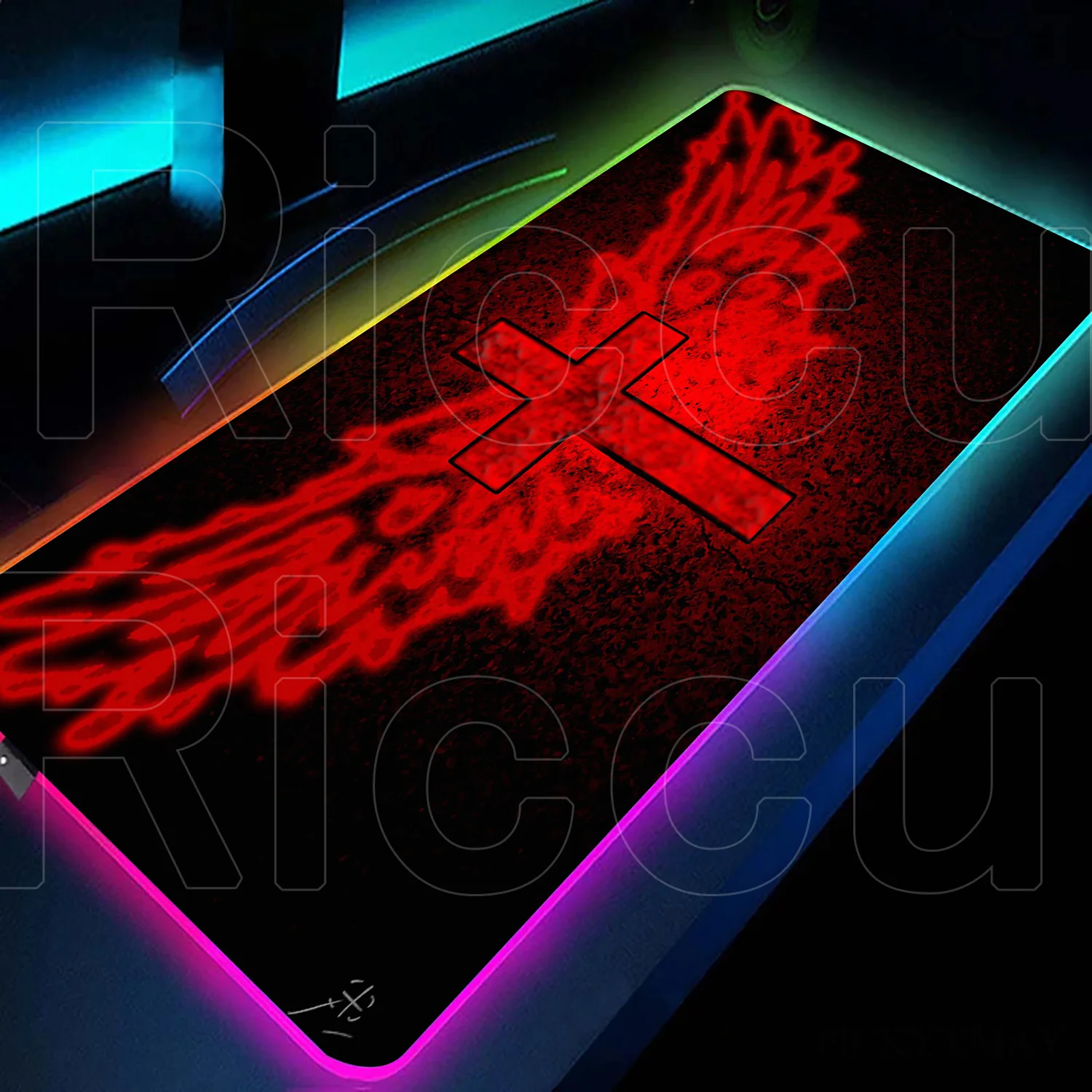 

Offices Cool Mousepad Desk Carpet RGB The Binding Of Isaac PC Keyboard Mat 900x400mm LED Gaming Anime Backlit Speed Computer Rug