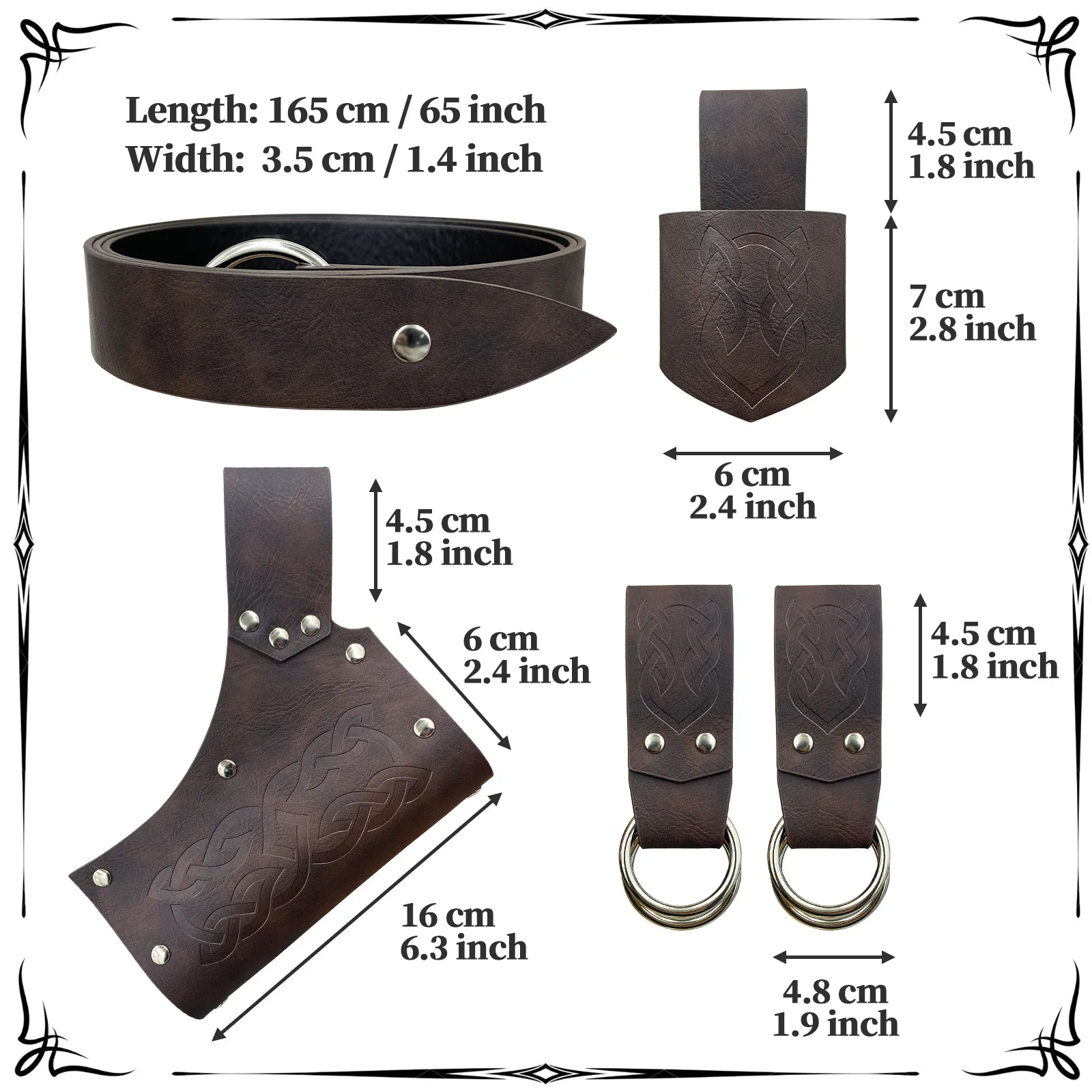 Ceinture de chevalier médiéval en cuir PU pour hommes, accessoires avec poudres de ceinture, accessoire de cosplay de mode universel pour enfants, accessoires de cosplay anime pour garçons