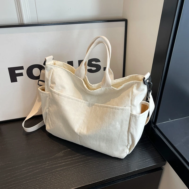 

2025 New Women's Corduroy Tote Bag Casual Versatile Crossbody oulder Bag Artistic Retro Handbag Canvas Bag for Ladies