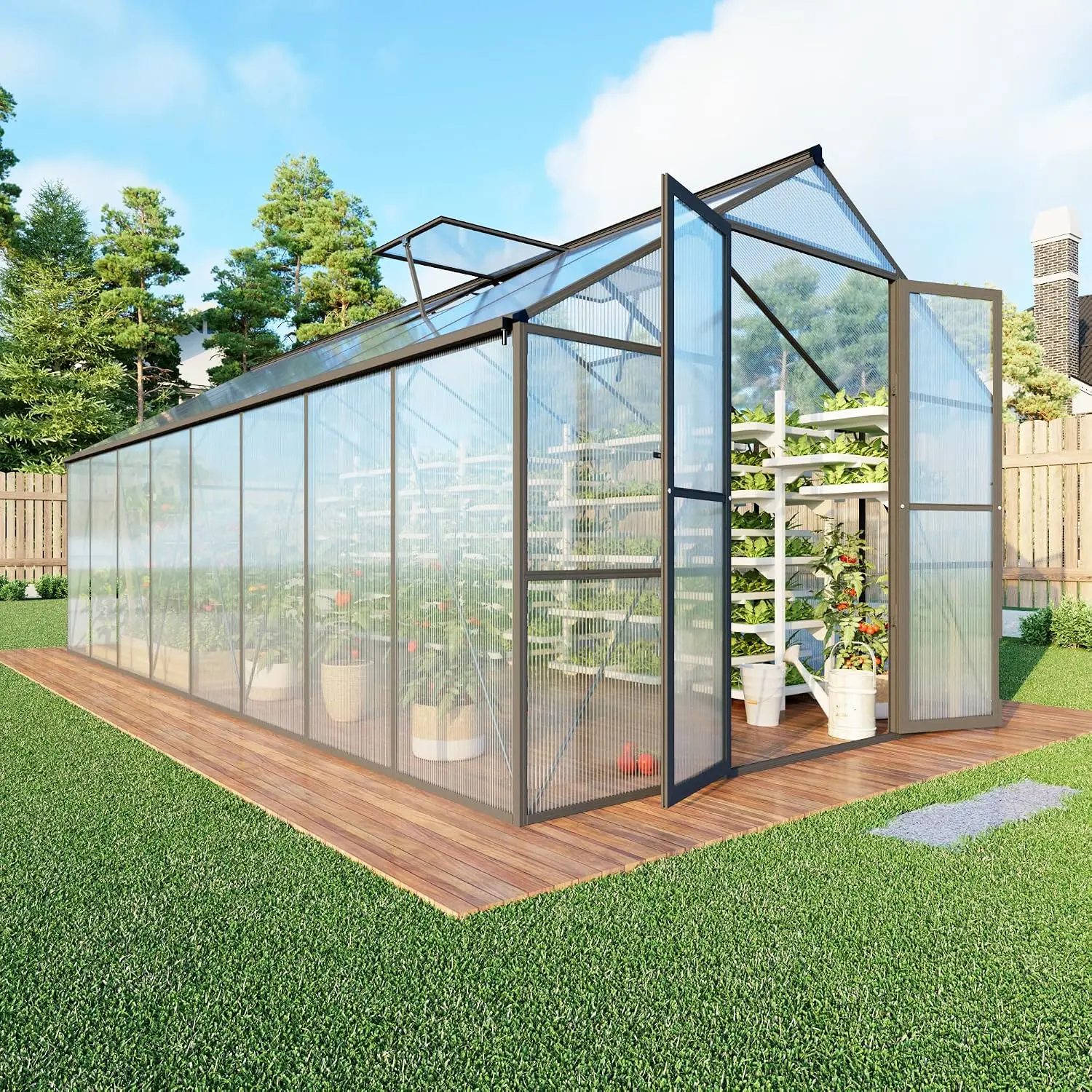 8X16 FT Walk-in Greenhouse, Heavy Duty Large Greenhouses for Outdoors, Customized