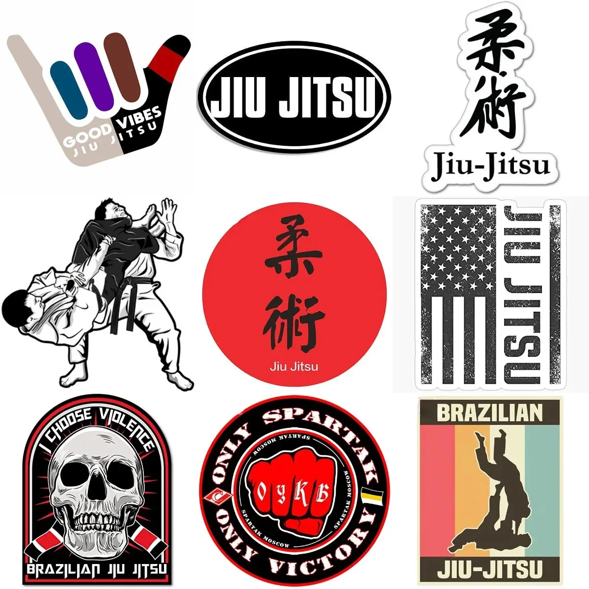 

Customizable Jiu Jitsu Wrestling Fighting Waterproof Sticker Accessories for Wall Table Room Truck Motorcycle Car Window Helmet