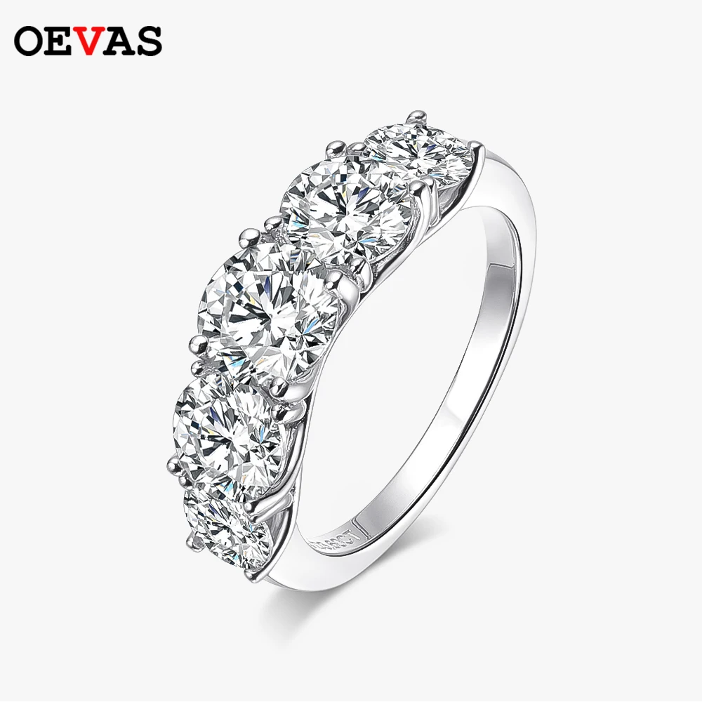 OEVAS 100% 925 Sterling Silver 3.6 Carat Full Moissanite Rings For Women 18K White Gold Color Engagement Wedding Fine Jewelry