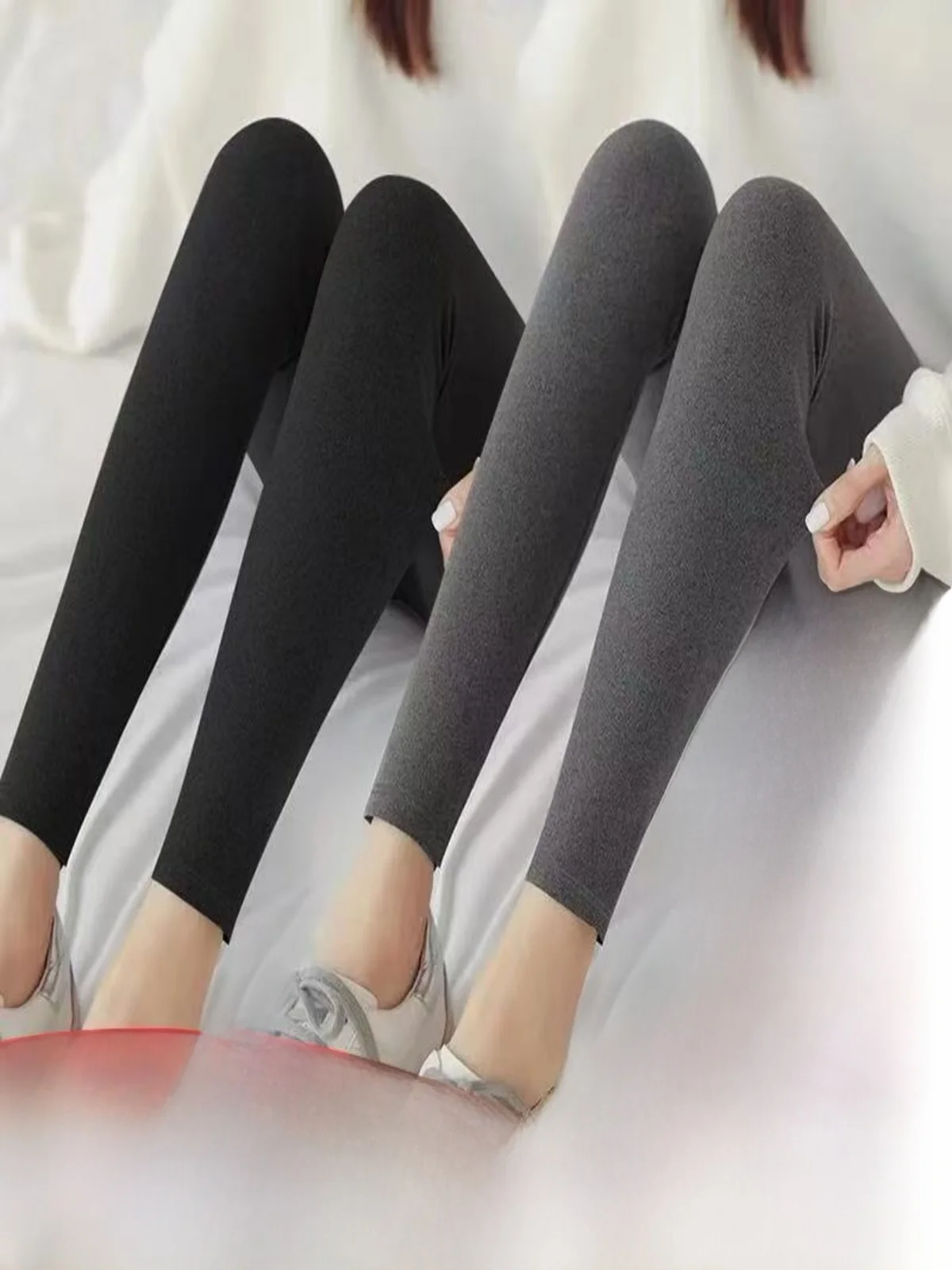 Women's Double-Sided Fleece-Lined Heating Autumn Pants Tight Slimming Base Layer Pants Long Polyester Fiber Casual Wear