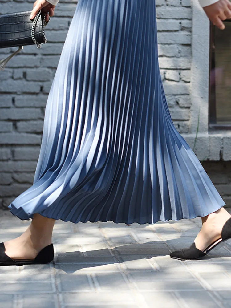 LANMREM Women Pleated Skirts Solid Color Elastic Waist High Wasit Loose Trend Female Clothes Fashion Tide 2024 Summer New 2YA120