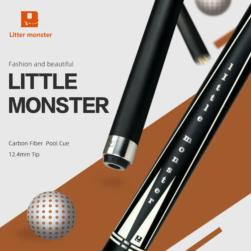 Little Monster Billiards Carbon Fiber Shaft, 12.4mm Tip, 1/2 Split Cue Uniloc Joint Pool Cue Stick, Carbon Fiber Technology Cue