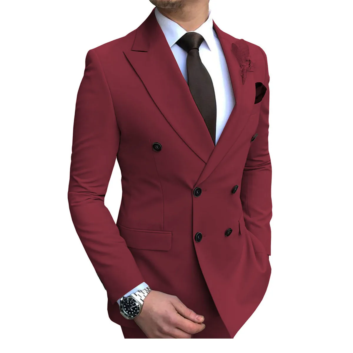 2024 New 1 piece Men\'s Blazer Suit Jacket Slim Fit Double-Breasted Notch Lapel Blazer Jacket for Weeding Groom（one blazer)