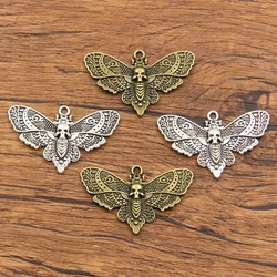 6PCS 27*43mm Metal Alloy New Product Two Color Skull Butterfly Charms Animal Pendant For Jewelry Making DIY Handmade Craft