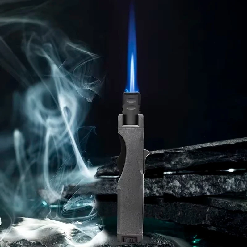 New Metal Outdoor Windproof Turbine Torch Strong Fire Power Blue Flame Straight Butane Gas Lighter Gas Kitchen BBQ Welding