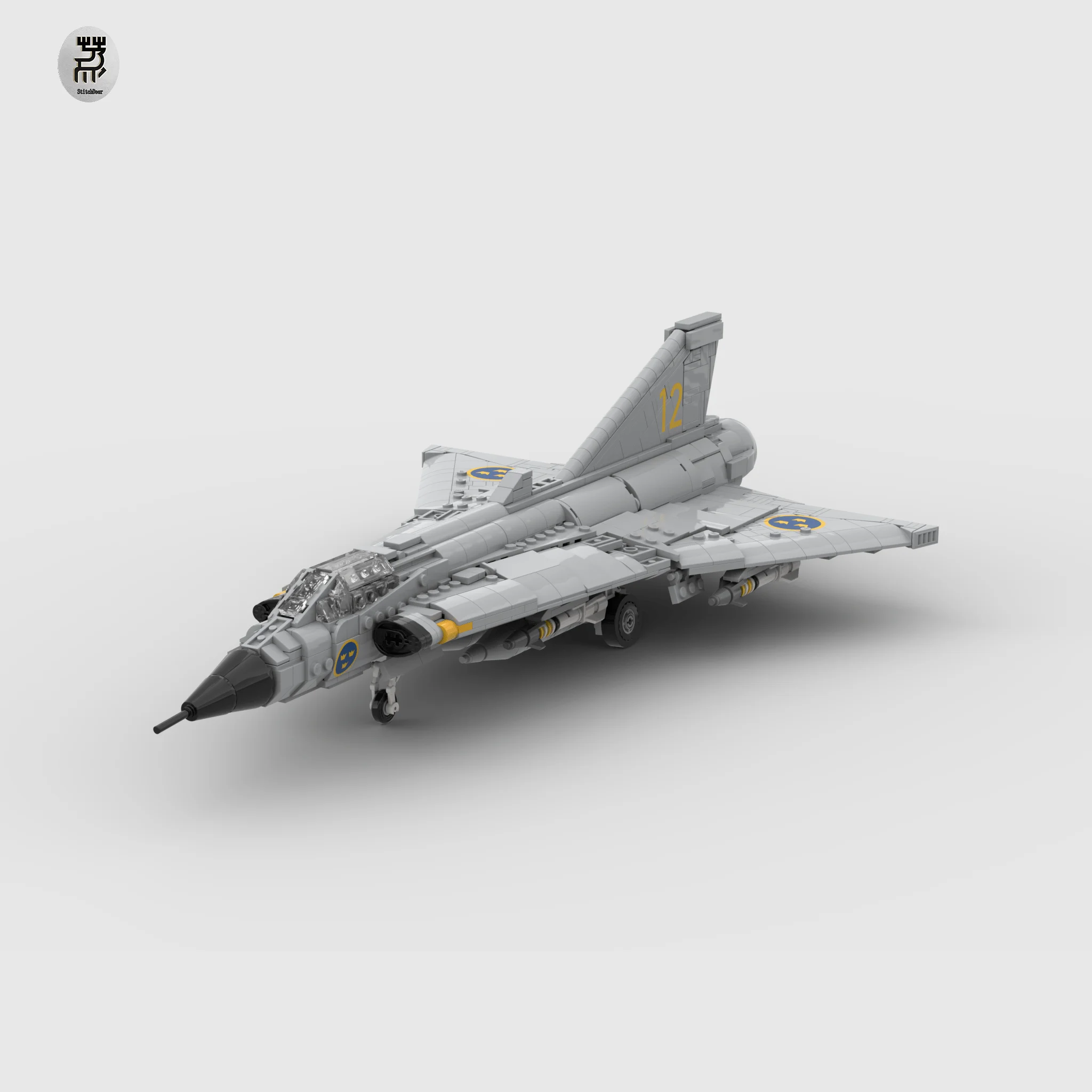 NEW MOC Saab J35 Draken Supersonic Fighter Assembled Building Blocks Military Model Hobby DIY Toy Brick Children Christmas Gift