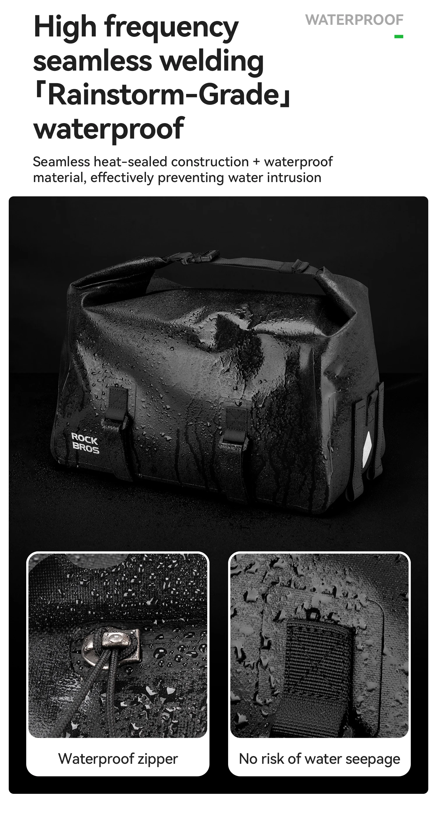 ROCKBROS Fahrrad-Gepäckträgertasche Erweiterbar 16L Große Kapazität Wasserdichte Rücksitztasche Tragbare Schultertasche Fahrrad-Zubehör – Detail 6