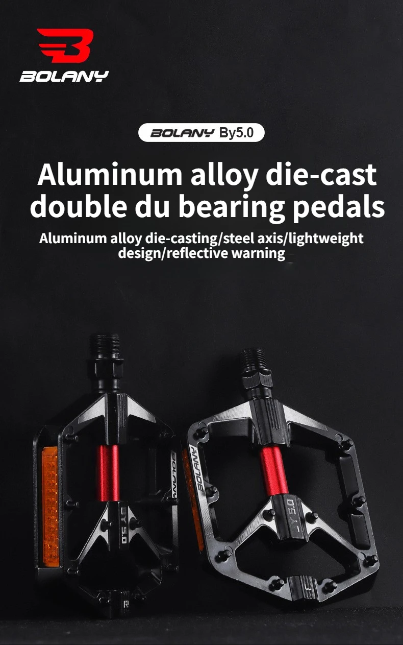 Bolany Aluminium-Fahrradpedale DU Doppelkugellager Fahrradpedal Reflektor Mountainbike Rennradpedale MTB Plattformpedale Aluminium – Detail 1