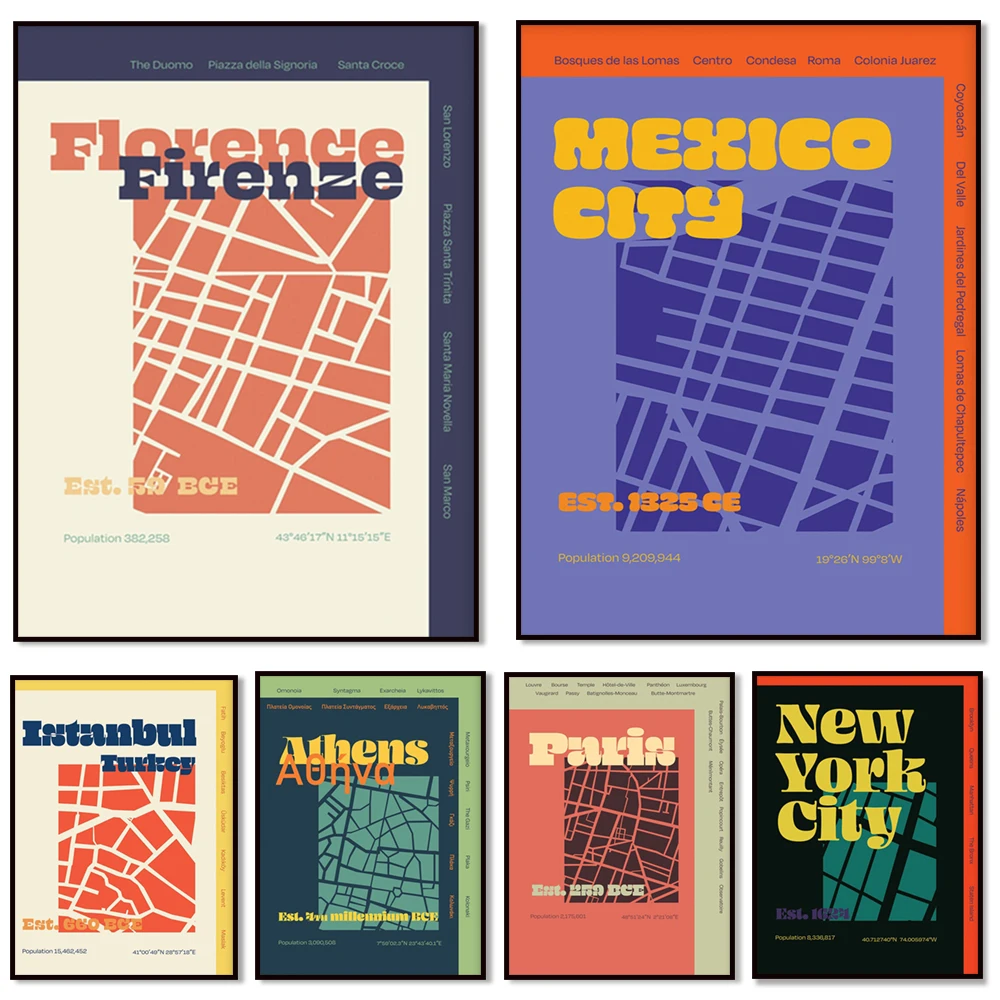 

New York City, Paris, Mexico City, South Korea, Athens, Greece, Tokyo, Japan, printable wall art | Travel posters