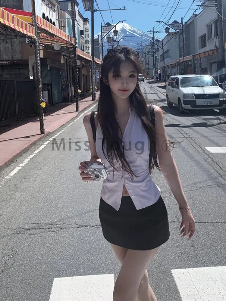 Japanese Preppy Style Retro Design Sets Women Summer New Suit A-line Short Skirt 2 Piece Set Female Korean Style Casual Clothing