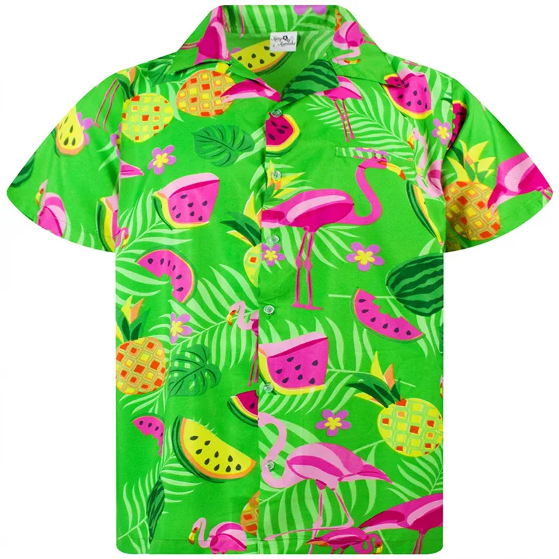 Summer Tropics Forest 3d Print Men Shirts Oversized Street Beach Hawaiian Fashion Mens Clothes Lapel Top Tee Shirts With Button