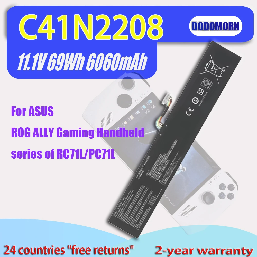 

New DODOMORN C41N2208 Laptop Battery For ASUS ROG ALLY Gaming Handheld series of RC71L/PC71L Free High Capacity 74Wh 77.4Wh
