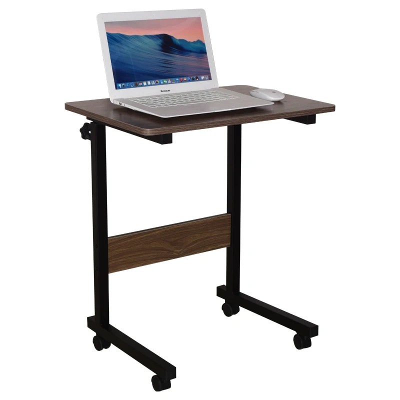 

Height Adjustable Computer Desk Top Wooden Mobile Wheel Computer Workstation Desk Laptop Holder