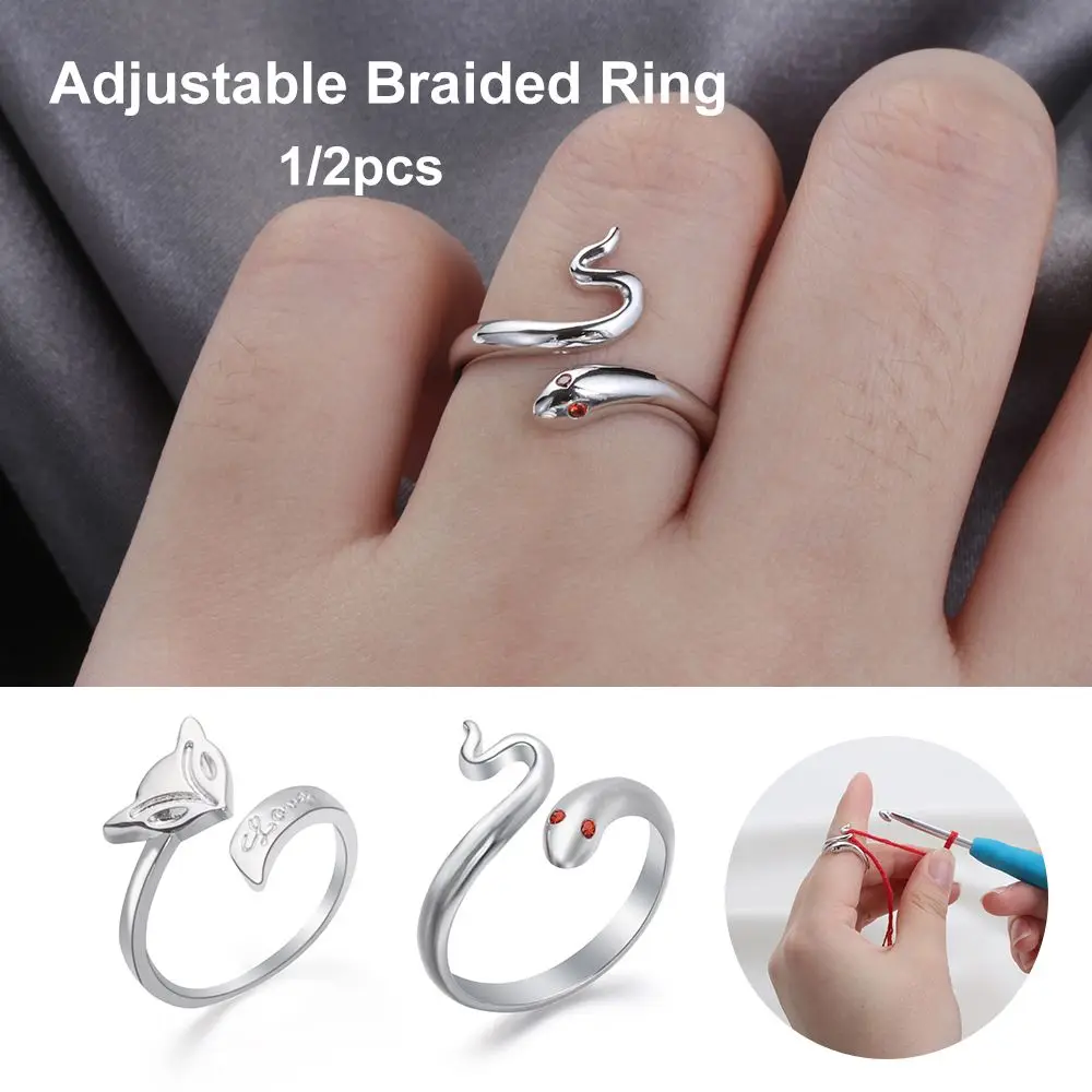 Accessories DIY Fox/Snake Jewelry Knitting Tools Rotatable Bee Thimble Ring Yarn Guides Finger Wear Knitting Loop Crochet Ring
