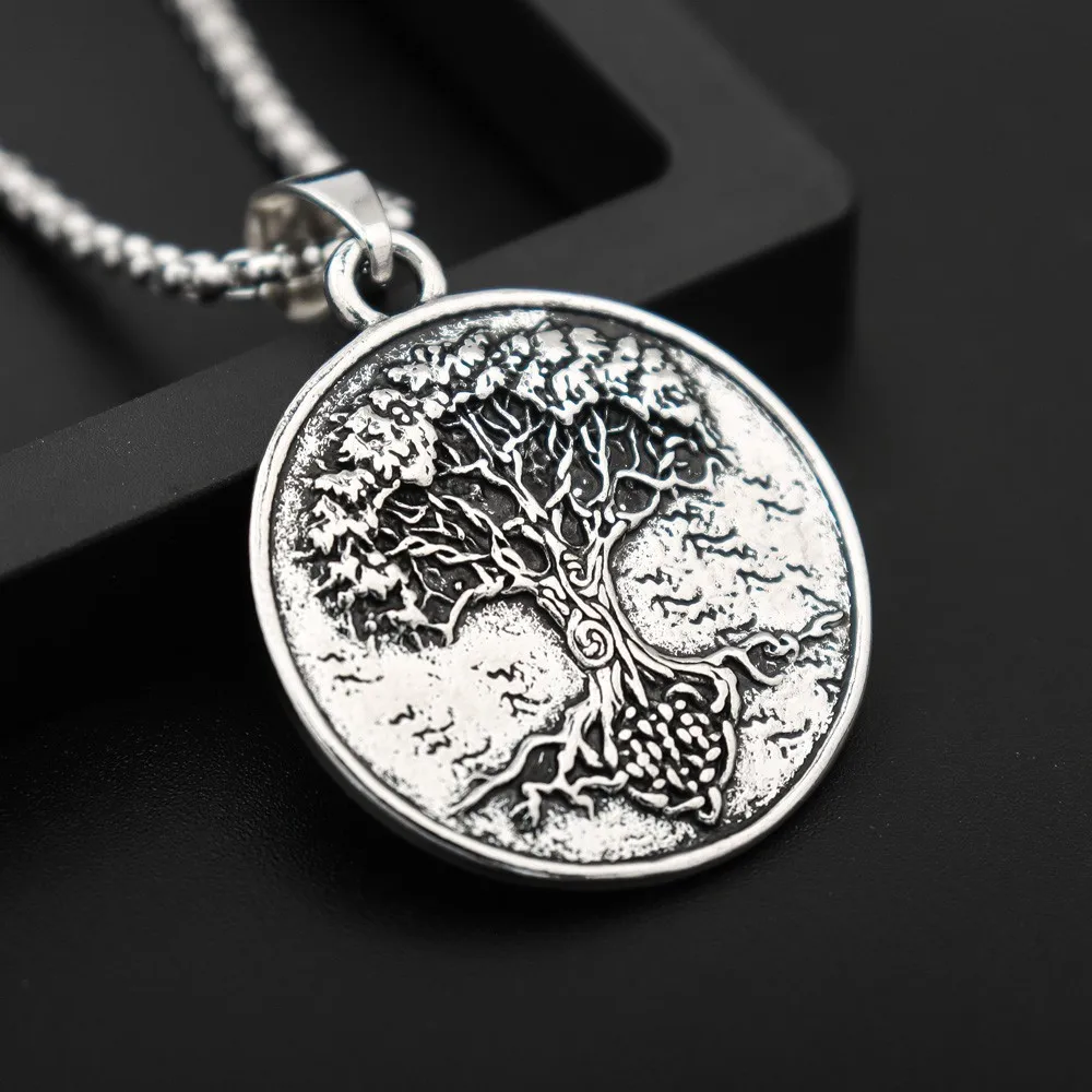 New Vintage Viking Tree of Life Pendant Charm Men\'s Necklace Fashion Hip Hop Punk Accessories Jewelry Party Gift Wholesale